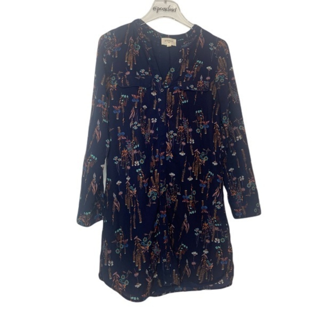 Anthropologie Everly Blue Floral Sheath Dress